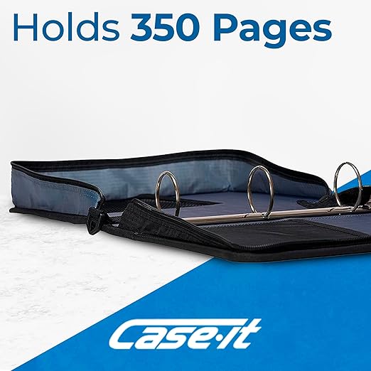 Case-it Classic Zipper Binder | 2-Inch O-Rings, 350 Sheet Capacity, Multiple Storage Pockets & Shoulder Strap | School & Office Organizer | D-251 Lavender