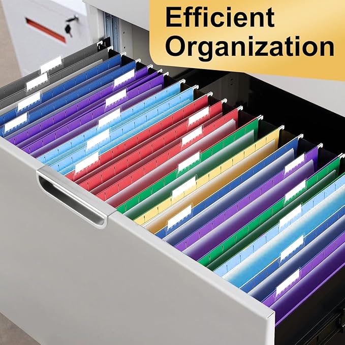 Hanging File Folders, 60 Pack Letter Size Hanging File folders with Tabs, Stay Organized for Your Home and Office Bulk File, Documents and Paper, 10 Colors