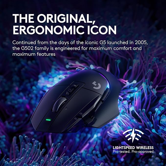 Logitech G502 X Plus Lightspeed Wireless RGB Gaming Mouse - Optical Mouse with LIGHTFORCE Hybrid switches, LIGHTSYNC RGB, Hero 25K Gaming Sensor, Compatible with PC - macOS/Windows - Black