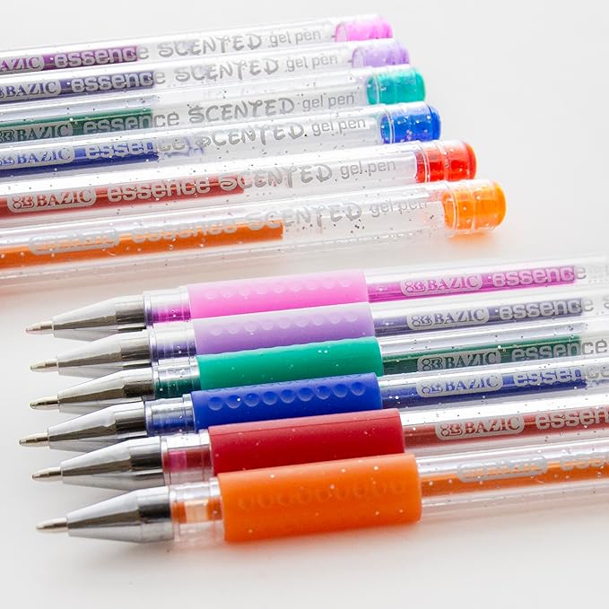 BAZIC Products Essence Scented Glitter Color Gel Pen, Comfort Grip Acid Free Smooth Writing for Drawing Coloring Greeting Card Art Gift (6/Pack), 144-Packs