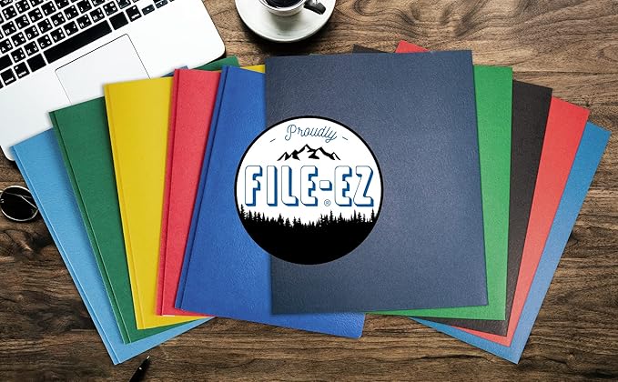 FILE-EZ Two-Pocket Folders, Dark Blue, 125-Pack, Textured Paper, Letter Size (EZ-32423)