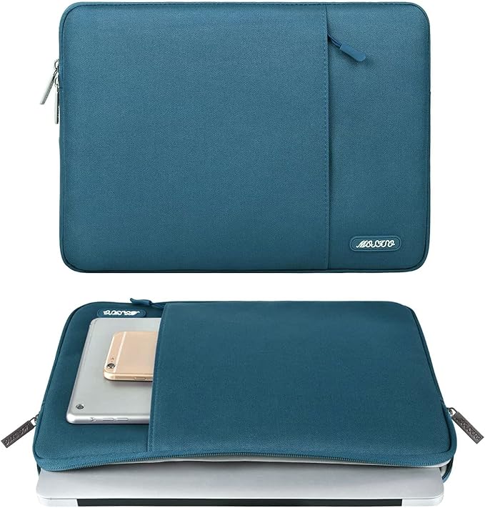 MOSISO Laptop Case 15 inch, 15 inch Laptop Sleeve Compatible with MacBook Air 15 M4 A3241 M3 A3114 M2 A2941 2025 2024 2023,Dell XPS 15,Polyester Vertical Computer Sleeve Bag with Pocket, Deep Teal