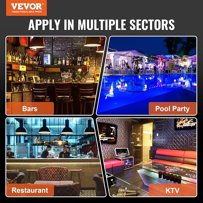 VEVOR LED Lighted Liquor Bottle Display, 2 Tiers 48 Inch Commercial Illuminated Home Bar Shelf, 2 Steps Whiskey Rack Stand, Acrylic Drink Shelves with RF Remote & App Control, and Multicolor Light