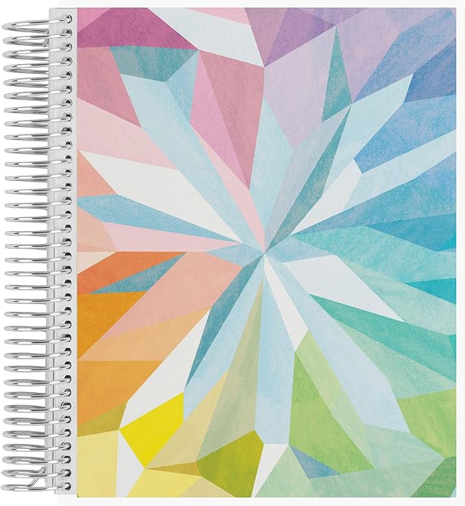 Erin Condren 8.5" X 11" Spiral Bound Productivity Notebook, Kaleidoscope Colorful, Functional 160 Lined Page and 80Lb Thick Paper Spiral Notebook, Stickers Included