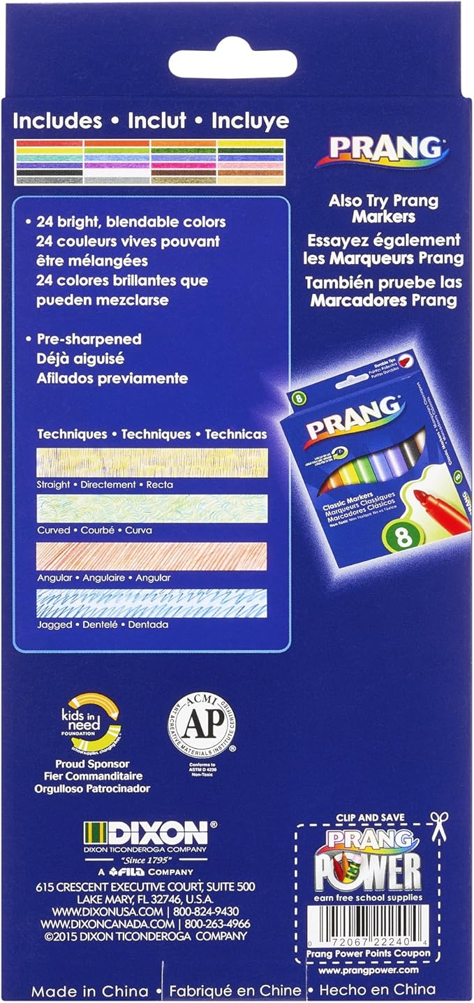 Prang Thick Core Colored Pencils, 3.3 Millimeter Cores, 7 Inch Length, Assorted Colors (22240) (Pack of 12, 288 Count Total)