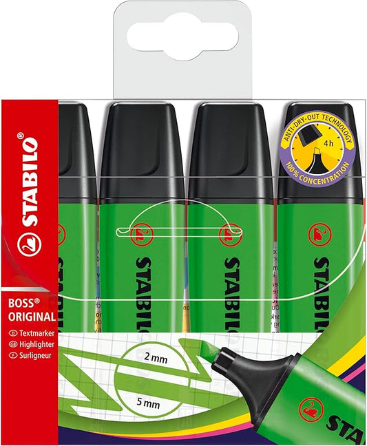 STABILO Highlighter BOSS ORIGINAL - Pack of 4 - Green