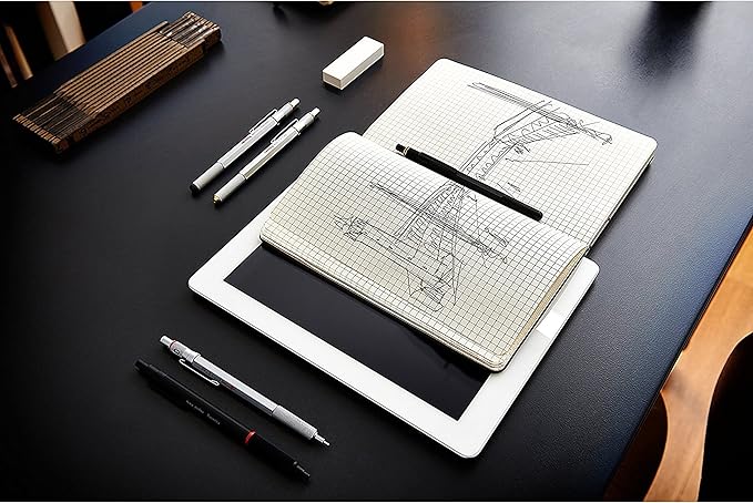 rOtring 600 Full-Metal Body 0.7mm Mechanical Pencil, Black, for Precise Ruler-Based Drawing