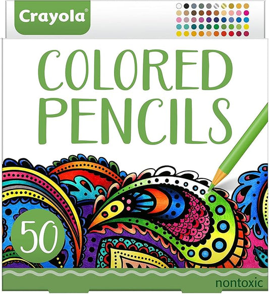Crayola Colored Pencils For Adults (50ct), Colored Pencil Set for Adult Coloring Books, Coloring Set, Gift for Teens & Adults [Amazon Exclusive]