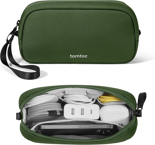 tomtoc Electronics Organizer Travel Case, Water Resistant Travel Bag Cable Organizer for Essentials, Tech Pouch Accessories Carry Storage for Cord, Phone, Cables, Airpods, USB Flash Drive, Daily Items
