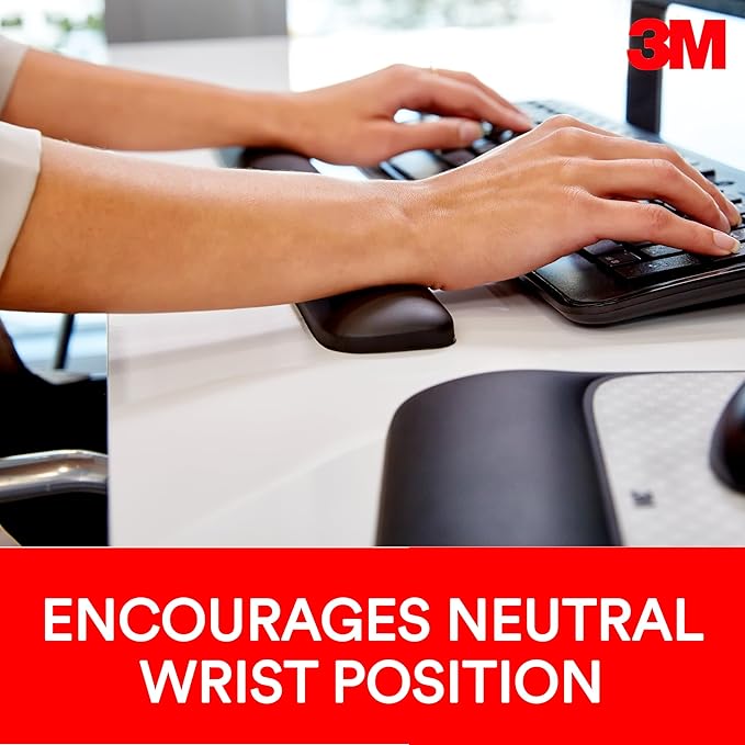 3M Gel Wrist Rest for Keyboards, Soothing 3M Gel Technology and Satin Smooth Cover for All Day Comfort and Support, Durable and Easy to Clean, 19", Black (WR85B)