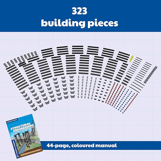 Thames & Kosmos Structural Engineering: Bridges & Skyscrapers | Science & Engineering Kit | Build 20 Models | Learn about Force, Load, Compression, Tension | Parents' Choice Gold Award Winner, Blue