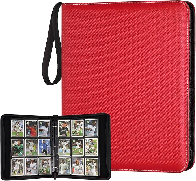 9 Pocket Card Binder, Premium Zip Trading Card Binder, 720 Double Sided Pocket PU Card Collection Binder, Collector Card Album, Card Folder for MTG, TCG, Sports Cards, Game Cards (Red)