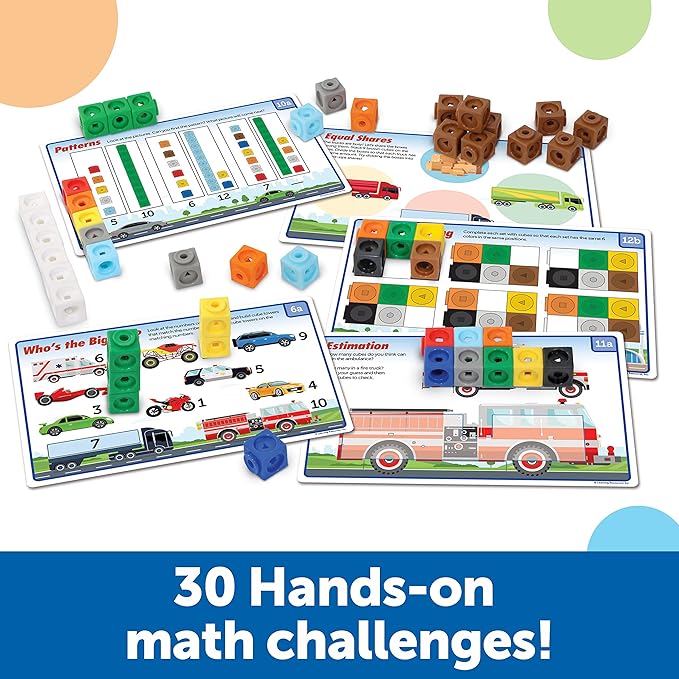 Learning Resources MathLink Cubes Kindergarten Math Activity Set: Mathmobiles! 115 Pieces, Ages 5+ Kindergarten STEM Activities, Math Activity Set and Games for Kids