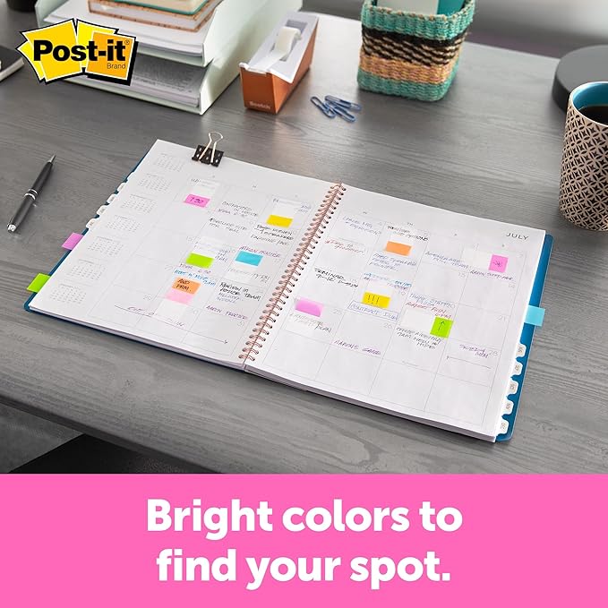 Post-it Flags 684-SHVA, 0.47in Wide, Asstd Colors - 12 Pack