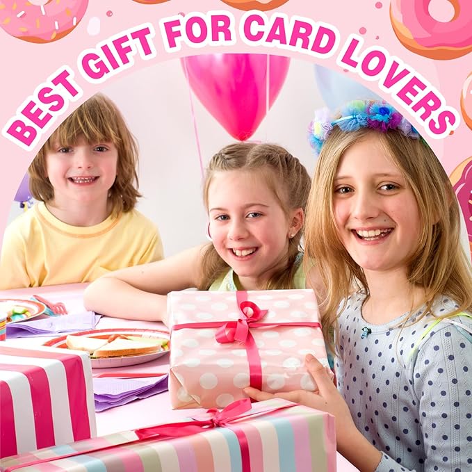 4 Pocket Card Binder 400 Card Holder Album, Pink Donut Trading Cards Holder Zipper Binder for Girl Teen Collection (Blue Donut, 400 Pocket)