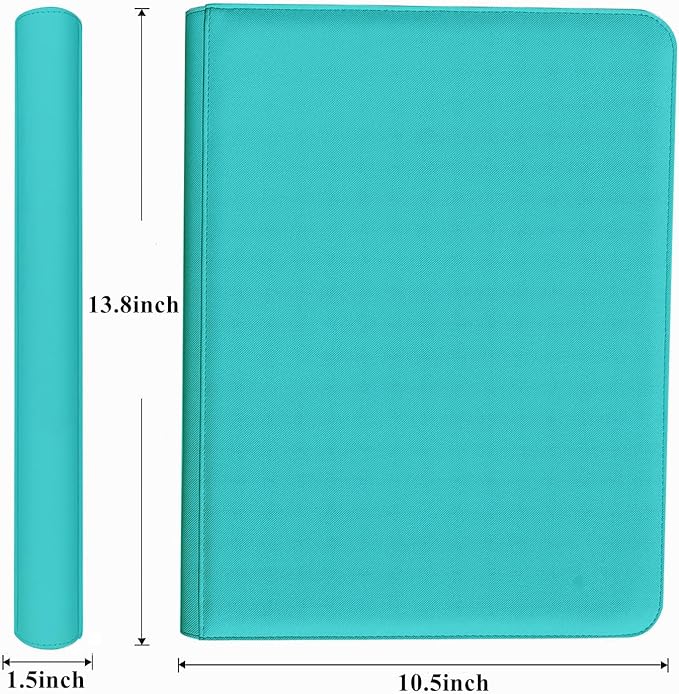 9-Pocket Zippered Trading Card Binder, 864 Pockets Double-Sided Side-Loading Card Organizer Album, PU Leather Card Holder Protector for MTG, TCG, Sports Cards (Teal)