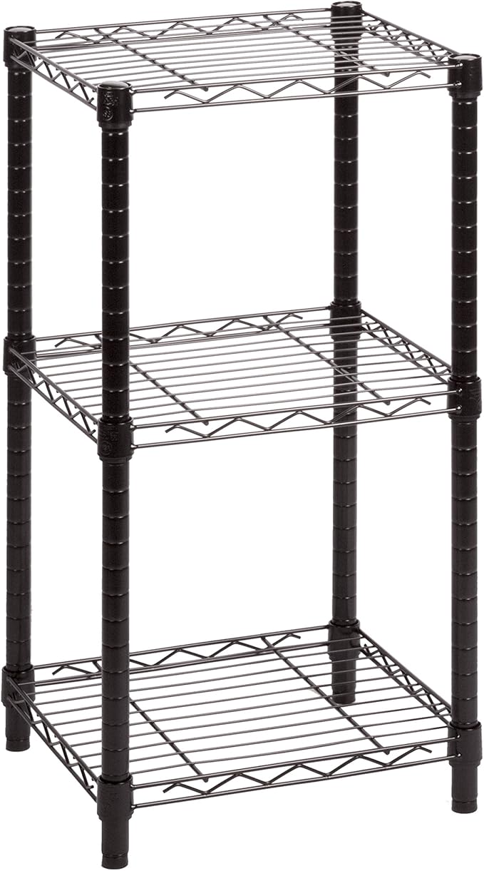 Honey-Can-Do Small 3-Tier Adjustable Storage Shelving Unit SHF-09209 Black 600 lbs