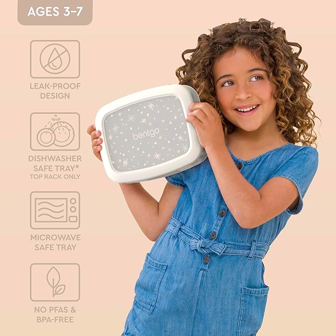 Bentgo Kids 5-Compartment Leak-Proof Bento-Style Lunch Box (Whimsy & Wonder Collection) - Ideal for Ages 3-7, Drop-Proof & Durable, Dishwasher Safe, & PFAS & BPA-Free Materials (Starry Sprinkle)