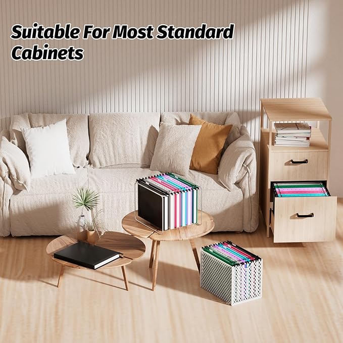 Extra Capacity Plastic Hanging File Folders,12 Pack Reinforced Hang Folder,Heavy Duty 1 Inch Expansion,Filing Cabinet Folders Letter Size for Bulk Files/Medical Charts (No Sealed, Assorted Colors)