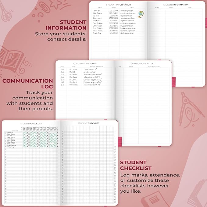 Clever Fox Teacher Planner – School Year Planner with Calendars & Lesson Plans – Teacher Plan Book for Classroom & Homeschool Organization - Undated, 7x10″, Hardcover (Fuchsia)