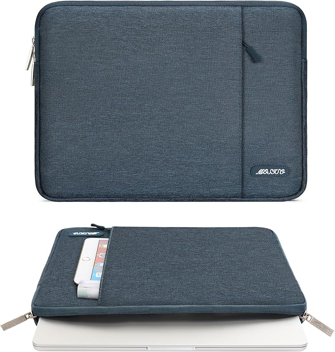 MOSISO Laptop Case 14 inch, 14 inch Laptop Sleeve Compatible with HP Lenovo Dell ASUS Acer, HP Stream, Dell Latitude, Lenovo IdeaPad, Polyester Vertical Computer Sleeve Bag with Pocket, Haze Blue