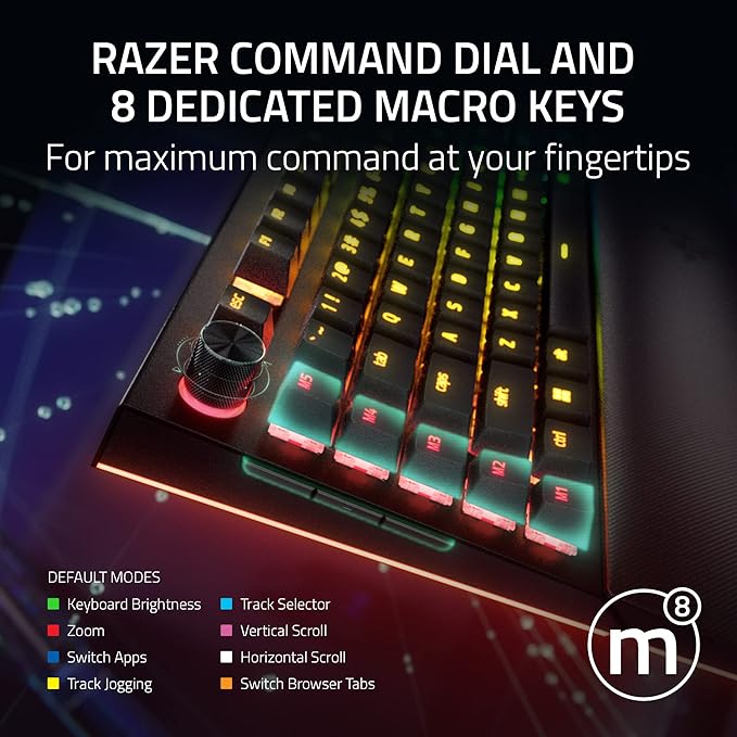 Razer BlackWidow V4 Pro Wired Mechanical Gaming Keyboard: Yellow Switches Linear & Silent - Doubleshot ABS Keycaps - Command Dial - Chroma RGB - Magnetic Wrist Rest - Snap Tap