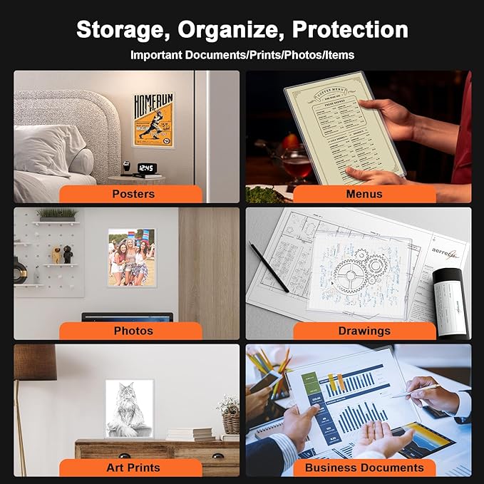 Ndsox 5 Pack 8" x 10" Rigid Print Protectors Clear Hard Plastic Sheet Protectors Top Loading for Photographs, Photo Papers, Posters, Prints, Birth Certificates, Heavy Duty No-Hole Rigid Photo Sleeves