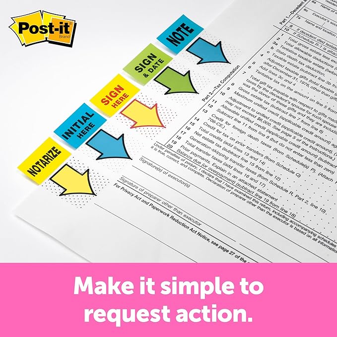 Post-it Notarize Flags, 100 Flags/Pack, 1 in Wide, Yellow (680-NZ2) - 24 Pack, 2400 Total Flags
