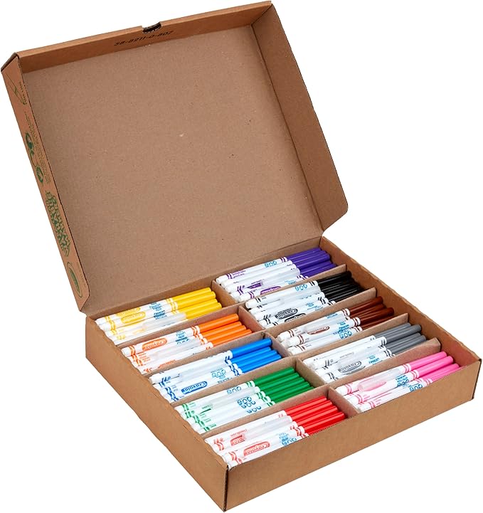 Crayola Ultra Clean Washable Markers Classpack (200ct), 10 Assorted Colors, Bulk Markers for Preschool, Kindergarten, Elementary Classrooms, Ages 3, 4, 5