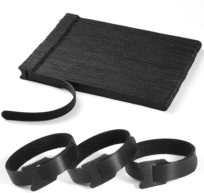 100 PCS 8 Inches Reusable Cable Ties | Adjustable Cord Wraps, Cable Straps | Hook & Loop Cord Organizer, Cable Management