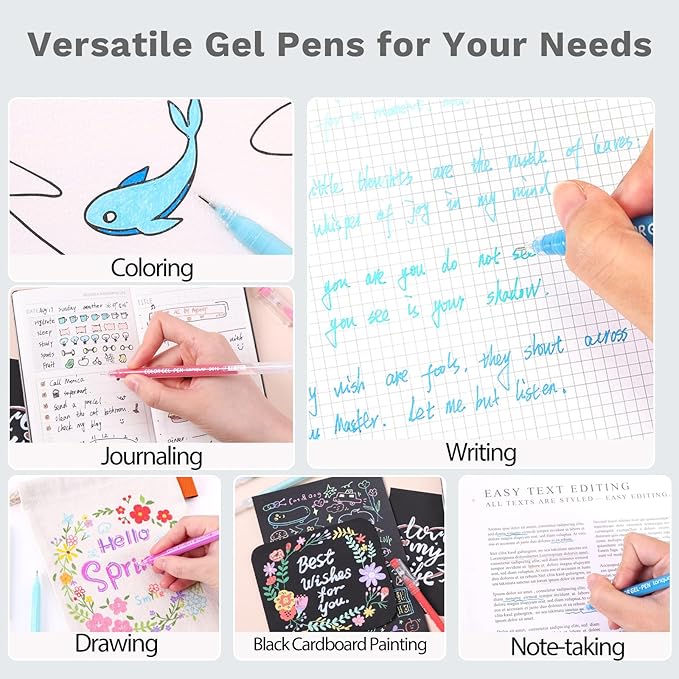 99 Colors Gel Pens for Coloring - Smooth Vibrant Colors 0.6mm Fine Point Gel Ink Pens Colored Set for Adults Artists Drawing Journaling Sketching Art Supplies