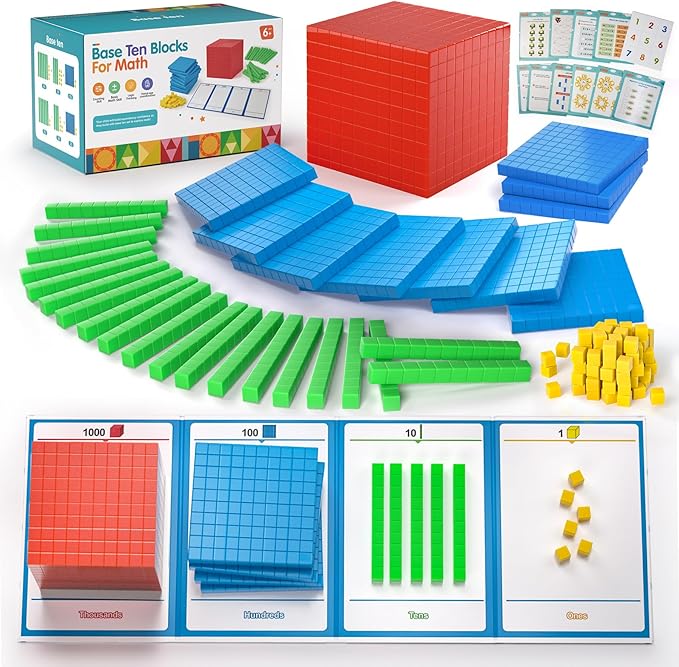 Plastic Base Ten Blocks 143 pcs Place Value Blocks Kindergarten Counting Cubes for Kids Math, Math Manipulatives for Early Counting Math Toy for 1st Grade