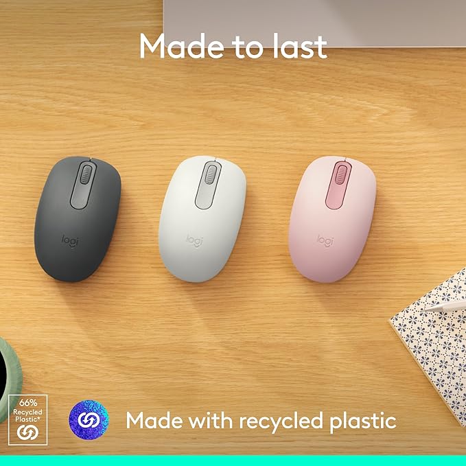 Logitech M196 Bluetooth Wireless Mouse, Compact and Portable Mouse for Laptops, Tablets and More, 12-Month Battery, Smooth Tracking, Compatible with PC and Mac, Windows and macOS - Rose