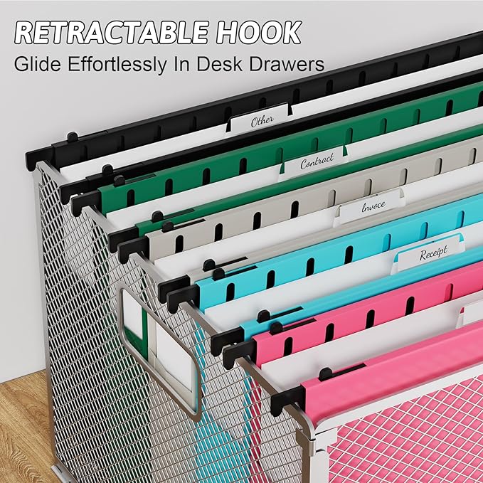 Plastic Extra Capacity Legal Size Hanging File Folders,12 Pack Reinforced Legal Hanging Folders Expandable,Heavy Duty 2 Inch Expansion with Tabs,Filing Cabinet Folders for Bulky Files-Colorful