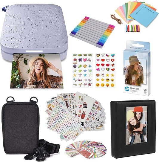 HP Sprocket Portable 2x3 Instant Photo Printer (Lilac) Starter Bundle