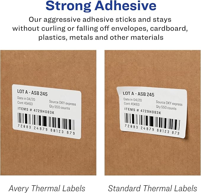 Avery Thermal Roll Labels, 1" x 2-1/8", White, 500 Address Labels Per Roll, 4 Rolls (4185)