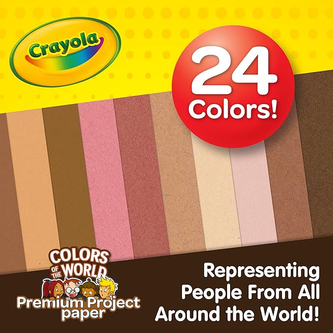 Crayola Construction Paper in Colors of The World, 8.5” x 11”, 24 Colors, Craft Supplies, 48 Sheets