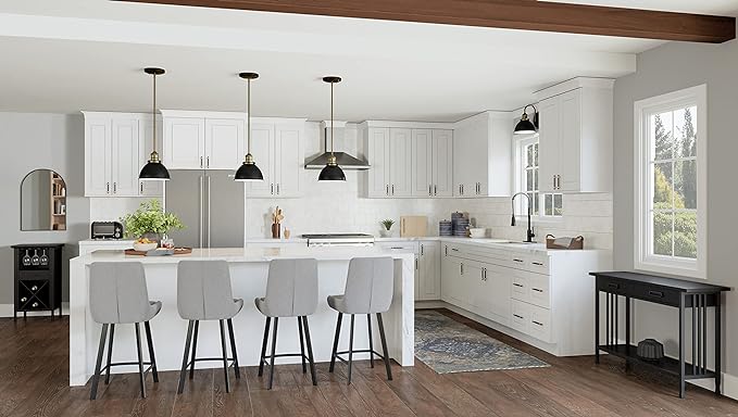 Design House Brookings Shaker Fully Assembled Wall Kitchen Cabinet W3324, 33 W x 12 D x 24 H, Painted White, Solid Wood, Design House, 613406