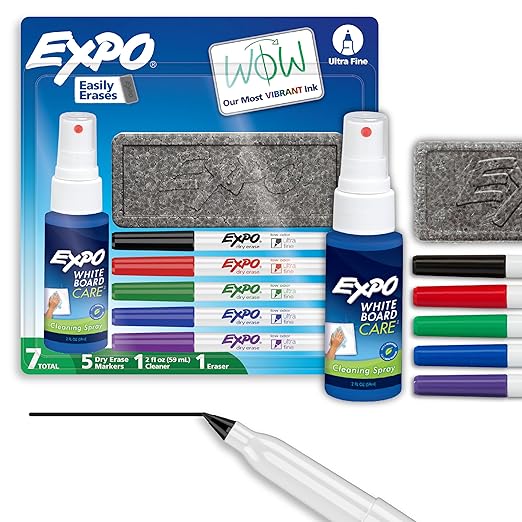 EXPO Low Odor Dry-Erase Marker Set Ultra Fine Tip Assorted Colors 5 Count