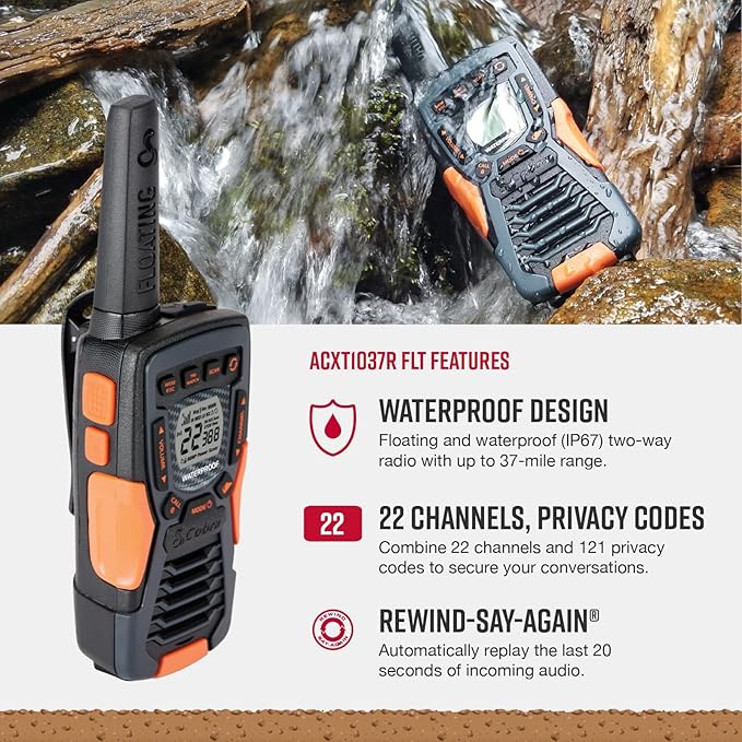 Bundle of Cobra RX380 Walkie Talkies (2-Pack) + Cobra ACXT1037R FLT Walkie Talkie (1-Pack)