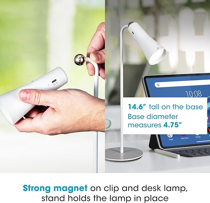 OttLite Switch 3-in-1 Rechargeable Task Lamp, Clearsun, White, Retail