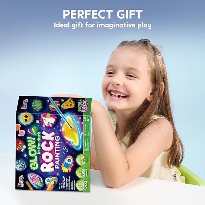 Rock Painting Kit- Glow in The Dark Rock Kit, Arts and Crafts for Kids Ages 6-12, Art Supplies Toy , Kids Craft Paint Kits, Arts & Crafts for Boys Girls Birthday Party Gift Toy