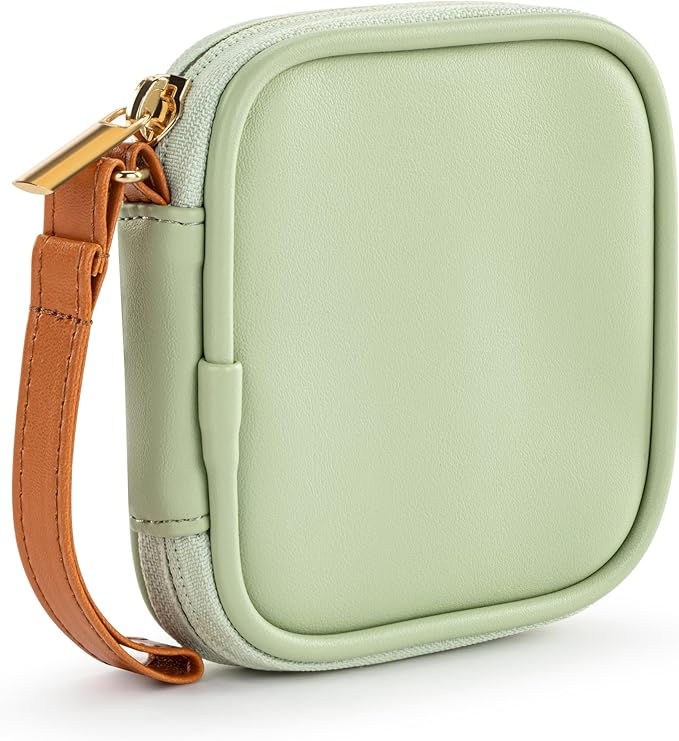 DEMDACO Electronic Accessories Tech Pouch Carry Case Travel Organizer for Cables Chargers and Headphones 4 x 4 Inch Sage Green