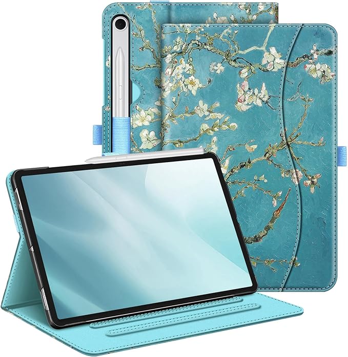 Fintie Case for Samsung Galaxy Tab S10 Lite/ S10 FE/ S9 FE 5G 10.9 Inch/Tab S9 11 Inch with S Pen Holder, Multi-Angle Viewing Protective Cover with Pocket, Auto Sleep/Wake, Blossom
