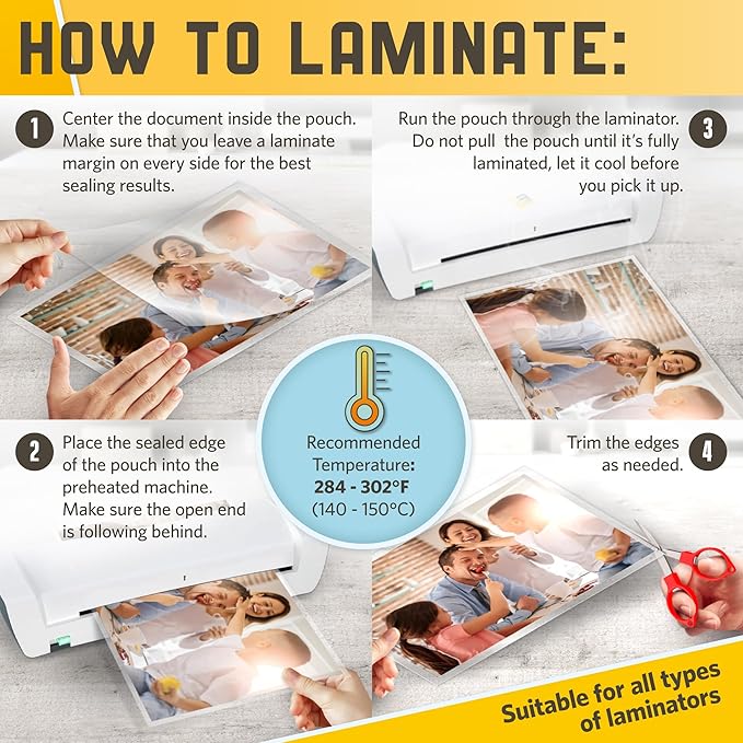 50 Pack Thermal Laminating Pouches 9” x 14.5”, 3 Mil Thick, Suited for Legal Size Laminating Sheets 8.5 x 14