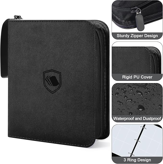 1200 Pockets Trading Card Binder, PU Cover Zipper Card Collection Album, Sturdy Card Folder Holder for MTG, TCG, Game Cards, Sports Cards