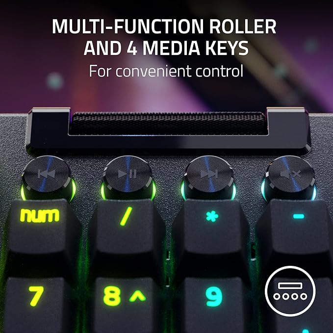 Razer BlackWidow V4 Pro Wired Mechanical Gaming Keyboard: Yellow Switches Linear & Silent - Doubleshot ABS Keycaps - Command Dial - Chroma RGB - Magnetic Wrist Rest - Snap Tap