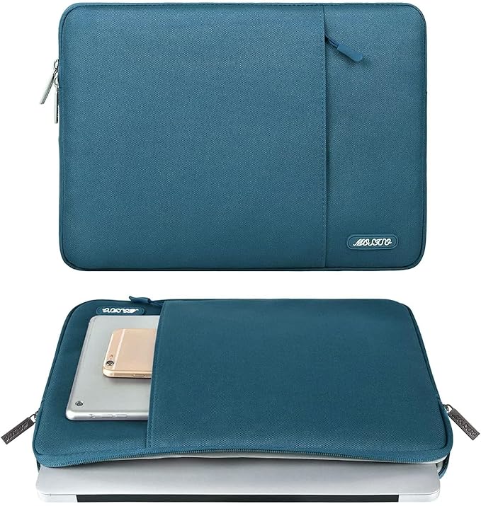 MOSISO Laptop Case 14 inch, 14 inch Laptop Sleeve Compatible with HP Lenovo Dell ASUS Acer, HP Stream, Dell Latitude, Lenovo IdeaPad, Polyester Vertical Computer Sleeve Bag with Pocket, Deep Teal