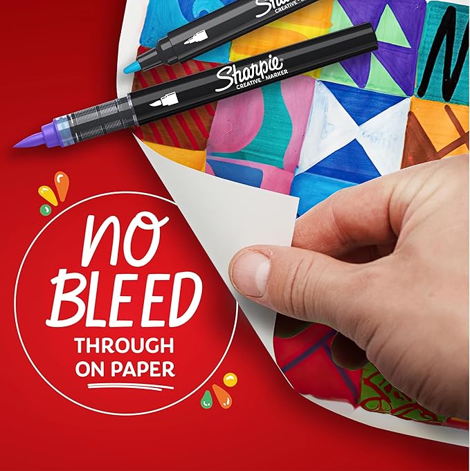 Sharpie Creative Markers, Water-Based Acrylic, Bullet Tip, Assorted Colors, 12 Count – Arts & Crafts, Kids Activity, School Classroom; Works on Paper, Metal, Wood, Ceramic, Glass, Rock, Canvas