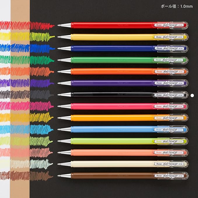 Pentel Color Ballpoint Pen, Matte Hop, Black, 10 Pens K110-VA